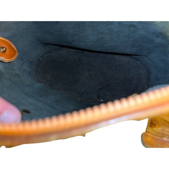 Vintage Dooney & Bourke All Weather Leather Pebble Green Tan Satchel Handbag USA - Picture 6 of 10